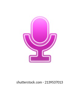 Red Microphone Icon Isolated In White Background. Illustration.