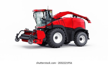 Red modern combine on a white background. 3d rendering - Shutterstock ID 2032221956