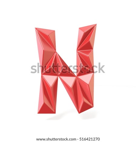 Red modern triangular font letter N. 3D render illustration isolated on white background  Foto stock © 