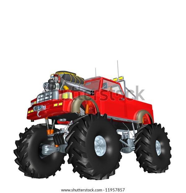 Red Monster Truck Huge Engine Isolated Stock Illustration 11957857 ...