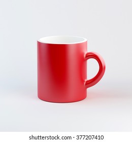 Red Mug On White Background.