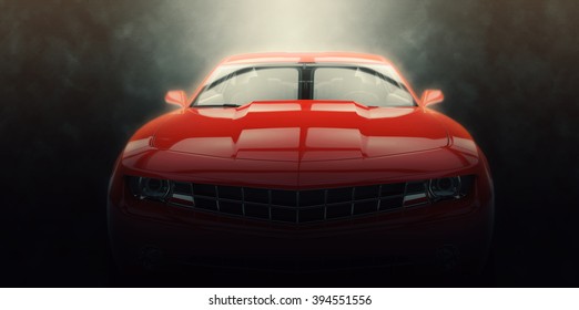 Red Muscle Car - Epic Lighting Shot