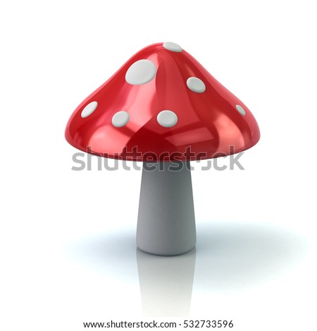 Red mushroom icon 3d rendering on white background