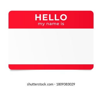 Red Name Tag. Hello My Name Is - Label