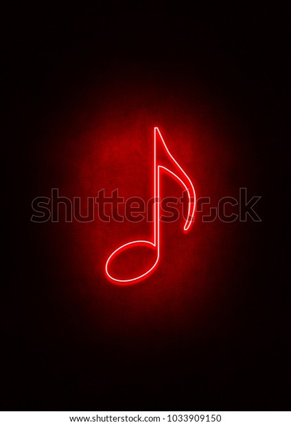 Red Neon Musical Note Sign Stock Illustration