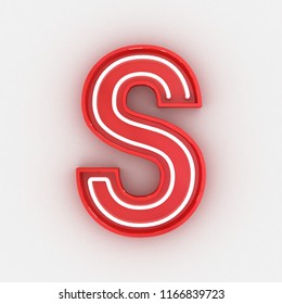 Red Neon Sign Alphabet 3d Render