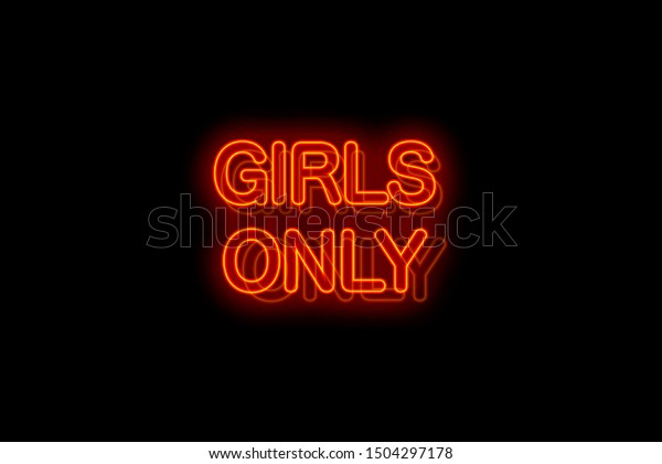 Red neon signage Girls only on black\
background. Bar, club, restaurant advertisement. Advertisement\
concept banner, billboard, display or signboard. Interior or\
exterior design element,\
decoration.