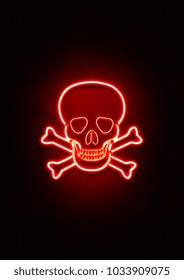 Red Neon Skull & Crossbones Sign