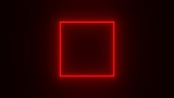 Red Neon Square  On Black Background. 3D Render