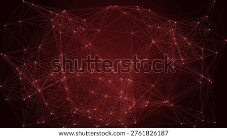 Red network connections background with glowing nodes and lines