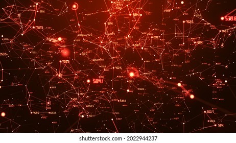 Red Network Grid And Data Connections Abstract Background.