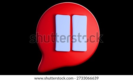 Red notification icon - "Pause or Stop." Icon with a white pause symbol, isolated on a transparent background.