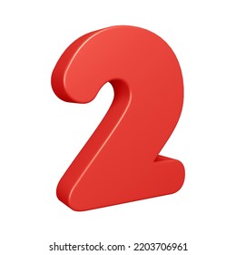 Red Number 2 3d Render Isolated Stock Illustration 2203706961 ...