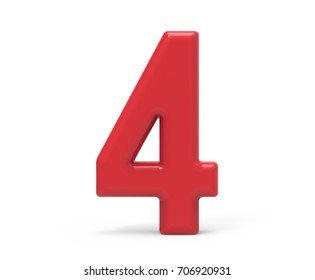 3d Plastic Red Number 4 Isolated Stock Illustration 358113716