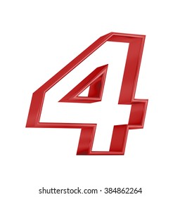 Red Number Four On White Background Stock Illustration 384862264 ...