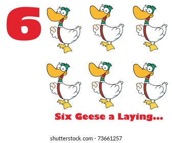 Red Number Six With Text By Geese Laying Eggs