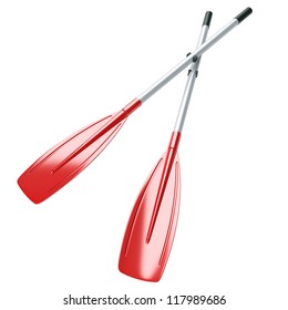 Red Oars Isolated At White Background. 3d Render Illustration