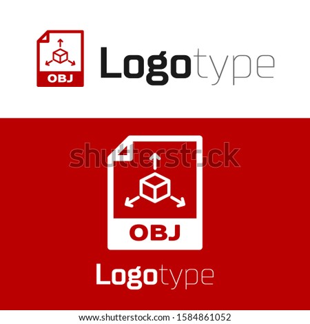 Red OBJ file document. Download obj button icon isolated on white background. OBJ file symbol. Logo design template element. 
