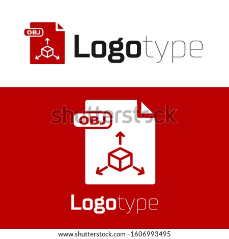 Red OBJ file document. Download obj button icon isolated on white background. OBJ file symbol. Logo design template element. 