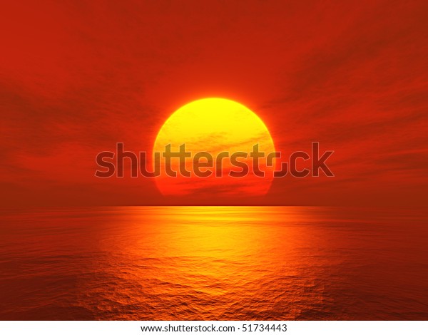 red ocean sunset