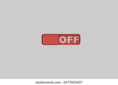 Red OFF switch toggle icon on white background, 3d illustration of a OFF switch toggle on white background
