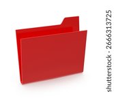 Red Open Folder Icon , 3d rendered image.