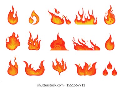 Red Orange Fire Flame Set Collection Stock Illustration 1551567911 ...