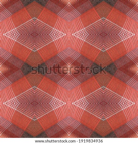 Red and orange Macro pattern of hand woven texture. Stylish minimalist seamless geometric design with 3D effect suitable for wallpapers, wall art, backgrounds, interior decoration. Surface design.