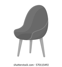 Red Oval Chair Icon In Monochrome Style Isolated On White Background. Office Furniture And Interior Symbol Stock Bitmap, Raster Illustration.