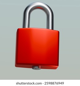 red padlock, 3d model, safty
