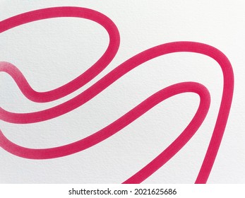 Red Paint Curvy Lines On White Textured Background