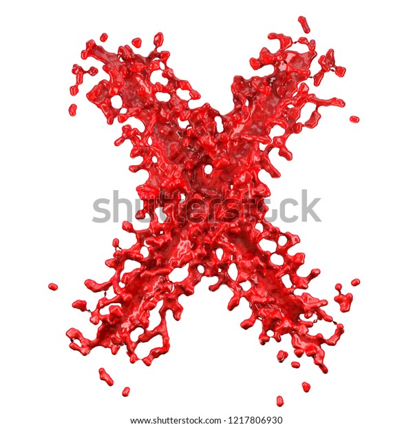 Red Paint Splash Letter X Isolated Stock Illustration