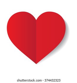  Red Paper Heart On White Background