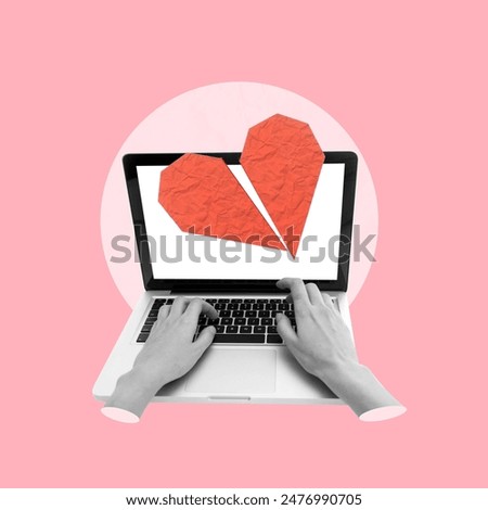 Red paper, heart, torn, computer, keyboard, Corporate corruption, Romantic dating, Romance, Practical joke, Fraud, Internet dating, Love, Feeling, Internet, Infidelity, Dishonesty, Fake, Heart-shaped 