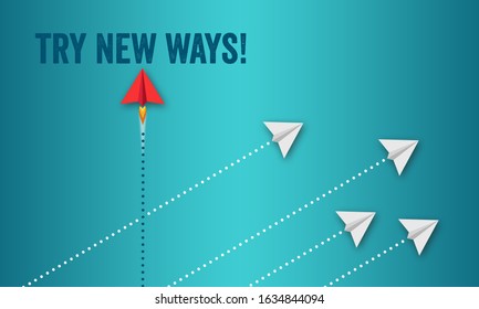 Red paper plane or rocket with business message Try new ways! - Shutterstock ID 1634844094