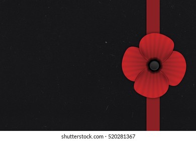 red paper poppy flower on old black paper background. empty space for text - Powered by Shutterstock