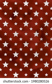 Red Patriotic Background, Watercolor Digital Paper, Star Pattern