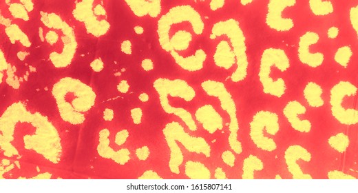 Red Pattern Texture Leopard. Skin Abstract Cat. Red Small Leopard Print. Pink Spotted Animal. Yellow Jungle. Animal Close Up. Great Design.