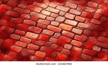 Red Paving Stones Background. Can Be Used As Wallpaper	