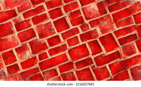 Red Paving Stones Background. Can Be Used As Wallpaper	