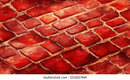 Red Paving Stones Background. Can Be Used As Wallpaper	