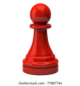 Red Pawn Isolated On White Background