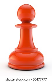 Red Pawn Isolated On White Background