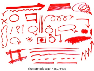 Red Pen Drawn Marks On White