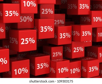 Red percent cubes background