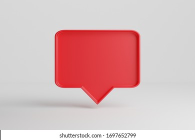 Red Pin Chat Box Isolated Over A White Background.  3d Render Neon Sings.