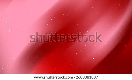 Red pink gradient background features faint white specks
