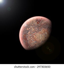 Red planet in dark space