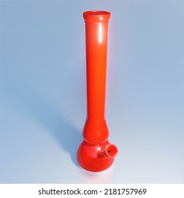 Red Plastic Bong 3D Illustration