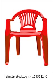 Red Plastic Chair Isolated On A White Background